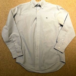 Vineyard vines blue and white strip button down shirt